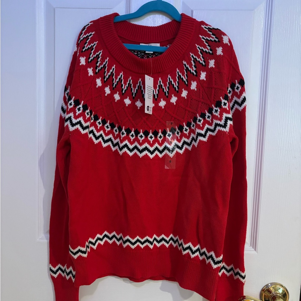 Style & Co. Red and White Patterned Women's Sweater